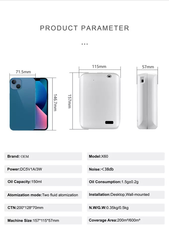 Smart Wall-Mount Aroma Diffuser – 150ml